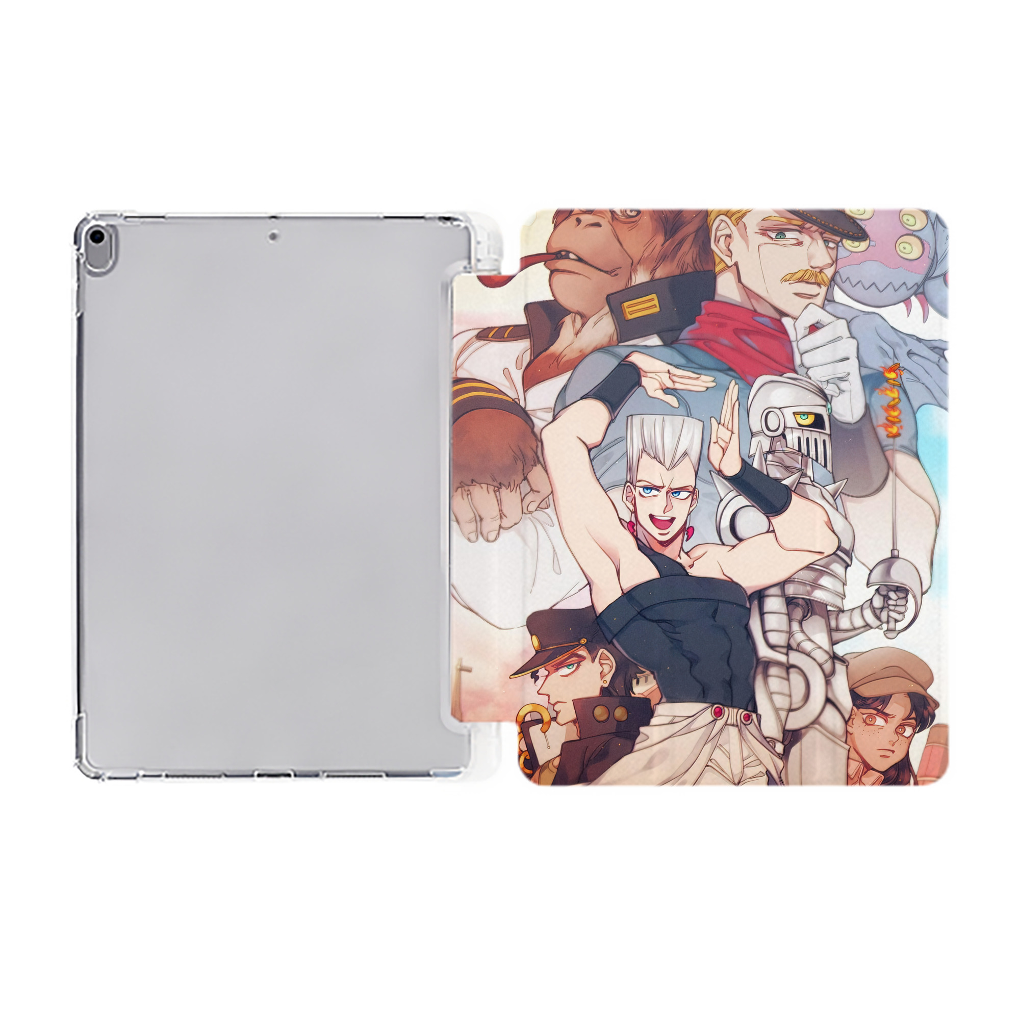 （画像用） ジョジョの奇妙な冒険 JoJo's Bizarre Adventure IPad ケース ペン収納付き 三つ折りスタンド PUレザー×シリコン 対応機種9.5/10.5/10.9インチ